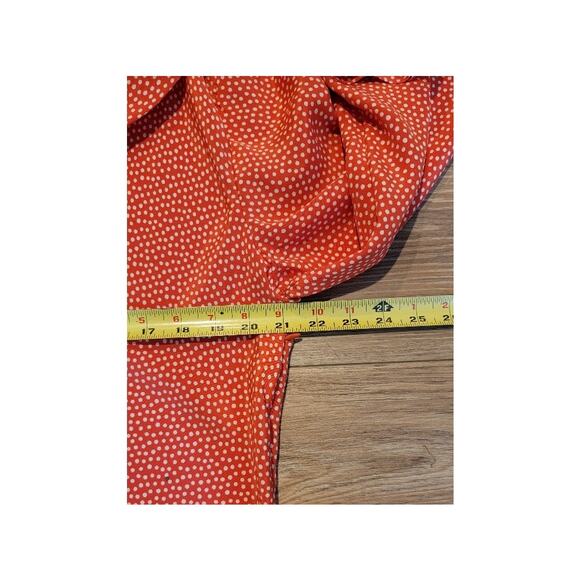 St. John Polka Dot Pullover Silk Blouse Orange Sz 16 Women's Zip Career - Picture 9 of 10